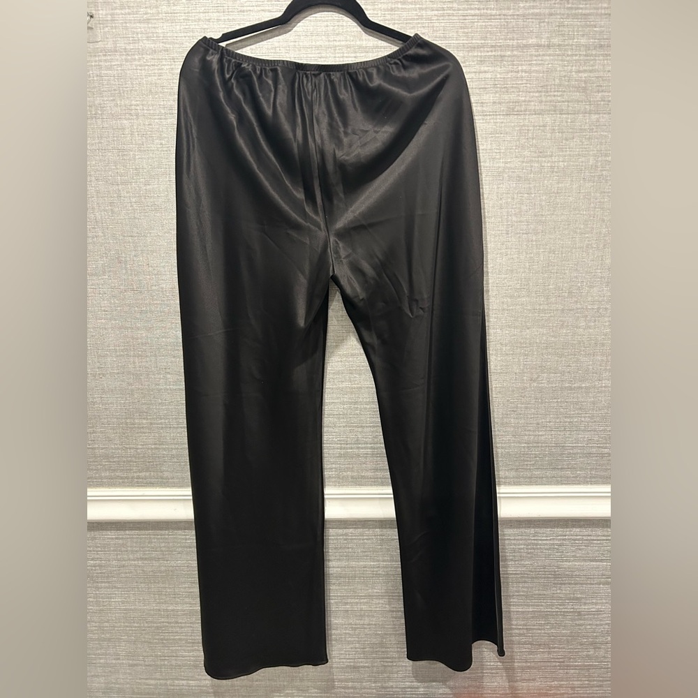 Reformation Black Satin Wide-Leg Pants